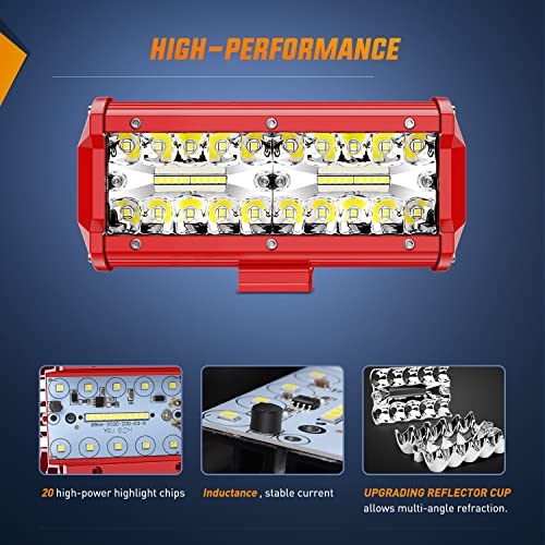 Nilight LED Light Bar 2PCS 6.5 Inch Triple Row Spot Flood Combo Lights w/Wiring Kit for Fog Light Driving Light Work Light on Off-Road Truck SUV ATV UTV - Image 2