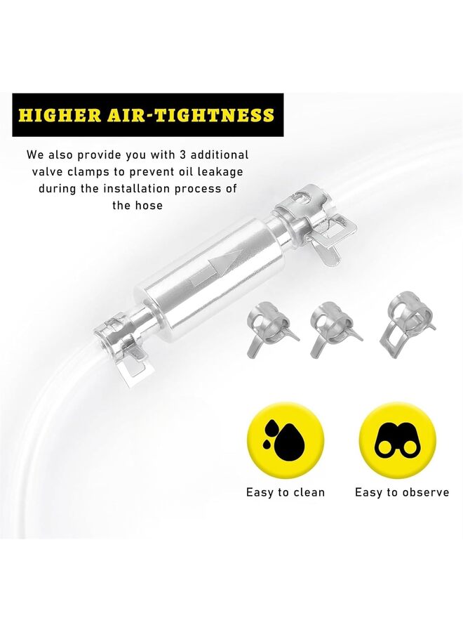 2PCS Brake Bleeder Hose, Motorcycle Hydraulic Brake Fluid Bleeder, One Way Check Valve Brake Fluid Bleeder Kit with Tube Clamp - Image 4