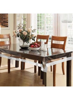 Kuber Industries Kuber Industries Dining Table Cover 6 Seater |Dining Table Cloth for Home D cor | Table Sheet for Dining Area | 45x70 | DTC | Silver  - Image 1