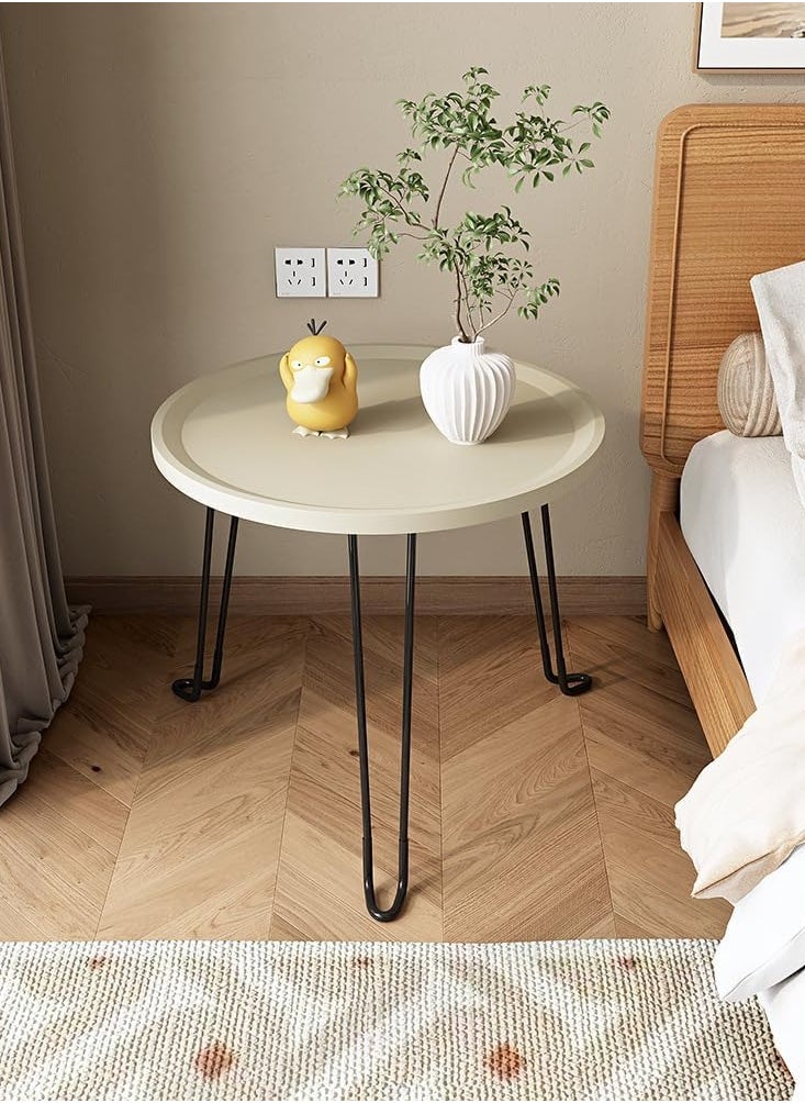 Generic - Small Round Folding End Table, Movable Coffee Table with 3 Legs, Simple Modern Unit Table， Nightstand End Table for Small Spaces, Bedroom, Living Room, Modern Bedside Table, Side Table for Small Spaces (Color : White) - Image 1