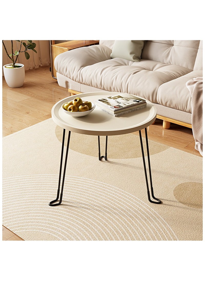 Generic - Small Round Folding End Table, Movable Coffee Table with 3 Legs, Simple Modern Unit Table， Nightstand End Table for Small Spaces, Bedroom, Living Room, Modern Bedside Table, Side Table for Small Spaces (Color : White) - Image 1