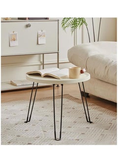 Generic Small Round Folding End Table, Movable Coffee Table with 3 Legs, Simple Modern Unit Table， Nightstand End Table for Small Spaces, Bedroom, Living Room, Modern Bedside Table, Side Table for Small Spaces (Color : White)  - Image 5