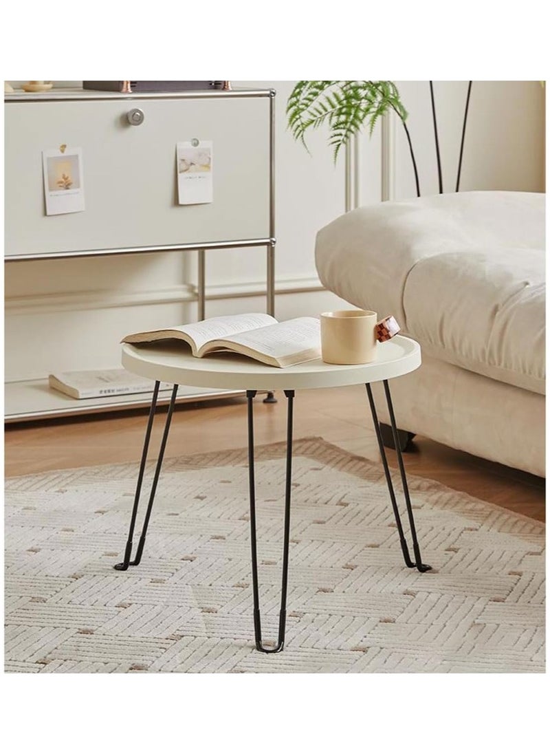 Generic - Small Round Folding End Table, Movable Coffee Table with 3 Legs, Simple Modern Unit Table， Nightstand End Table for Small Spaces, Bedroom, Living Room, Modern Bedside Table, Side Table for Small Spaces (Color : White) - Image 1