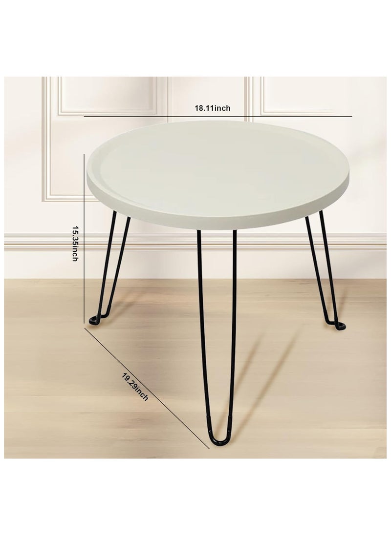 Generic - Small Round Folding End Table, Movable Coffee Table with 3 Legs, Simple Modern Unit Table， Nightstand End Table for Small Spaces, Bedroom, Living Room, Modern Bedside Table, Side Table for Small Spaces (Color : White) - Image 1