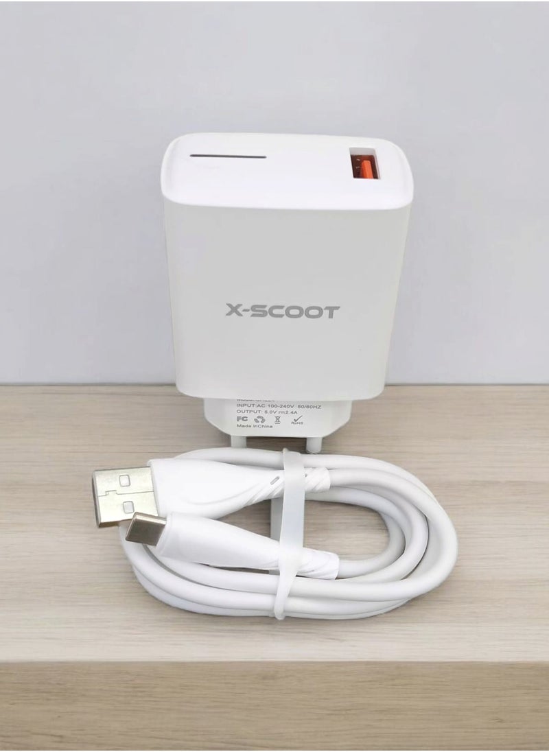 X-SCOOT - Fast LED Charging Adapter Mobile Phone Charger With Type-C Cable - Image 1