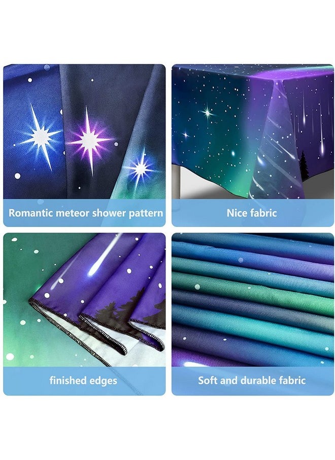 Decor365 - 9X5Ft Galaxy Aurora Shooting Star Partytablecloths Starry Night Tablecovers Twinkle Star Celestial Outer Space Celestial Meteor Theme Decoration For Birthday Wedding Baby Shower Party Supplies - Image 1