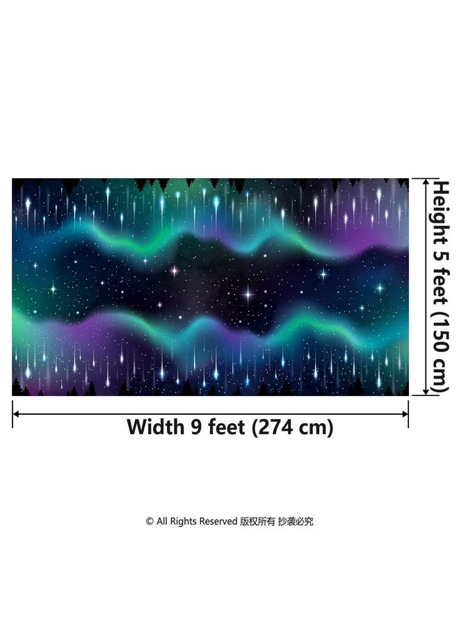 Decor365 - 9X5Ft Galaxy Aurora Shooting Star Partytablecloths Starry Night Tablecovers Twinkle Star Celestial Outer Space Celestial Meteor Theme Decoration For Birthday Wedding Baby Shower Party Supplies - Image 1