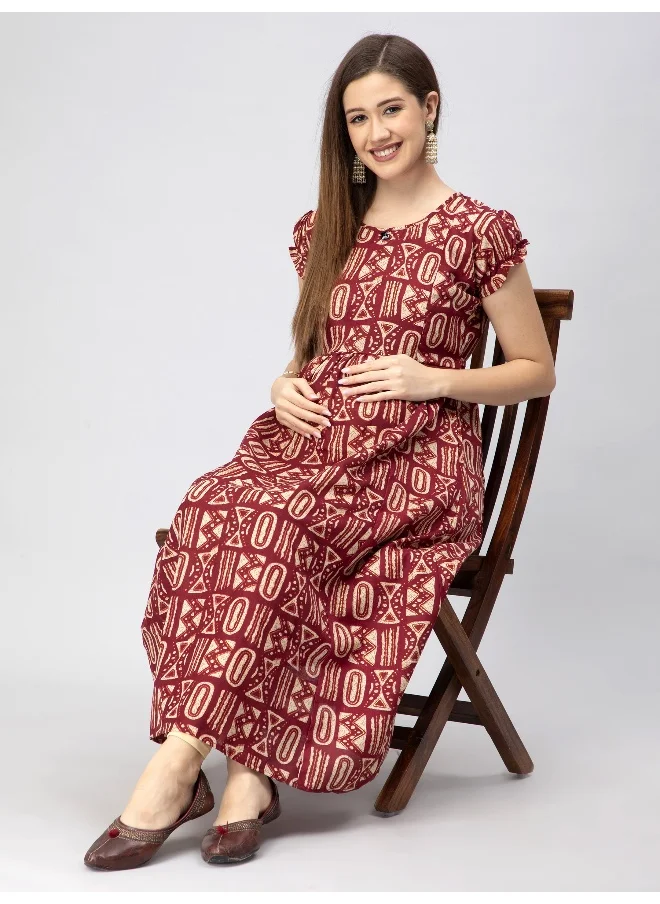 CEE 18 Women's Cotton Rayon A-Line Maternity Feeding Kurti with Zippers