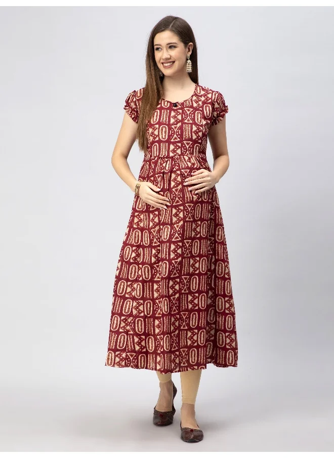 CEE 18 Women's Cotton Rayon A-Line Maternity Feeding Kurti with Zippers