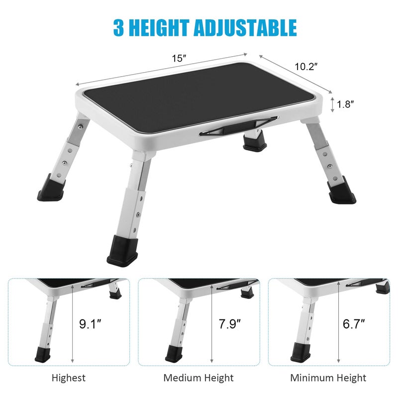 Jocauto Folding Step Stool, Height-Adjustable Step Stool with Non-Slip Platform, Step Ladder for Adults or Kids in Kitchen, Home, 330 Lbs Capacity - Image 2