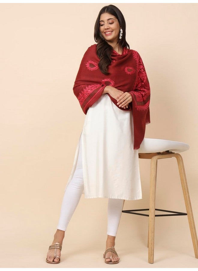 Pashmoda Women Nagma Pure Wool Embroidered Stole (Size 71X203 CM) - Image 4
