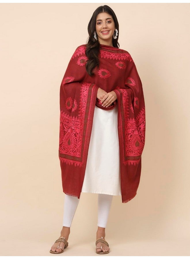 Pashmoda Women Nagma Pure Wool Embroidered Stole (Size 71X203 CM) - Image 5