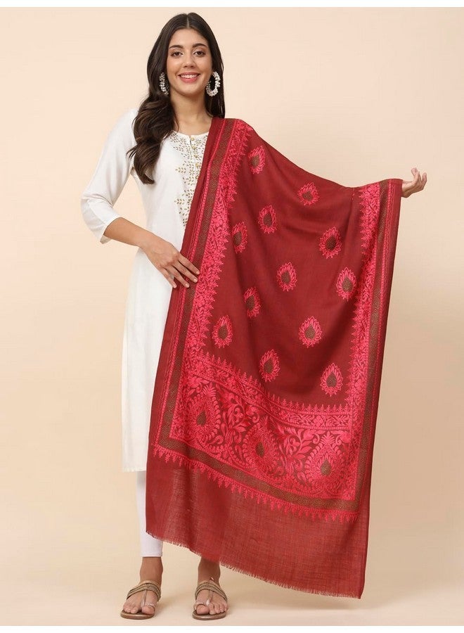 Pashmoda Women Nagma Pure Wool Embroidered Stole (Size 71X203 CM) - Image 2