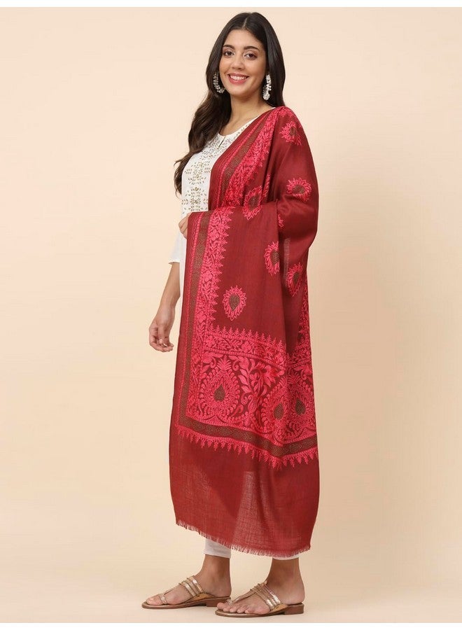 Pashmoda Women Nagma Pure Wool Embroidered Stole (Size 71X203 CM) - Image 3