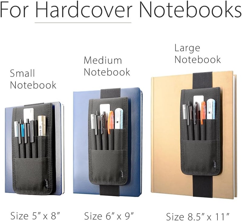 diodrio Pen Holder, Pencil Holder, Pen Sleeve Case for Hard Cover Journals, Notebooks, Books, Binders, Hold Multi Pens Pencils Rulers Durable Fabrics, Detachable, Elastic Band. Black. - Image 3