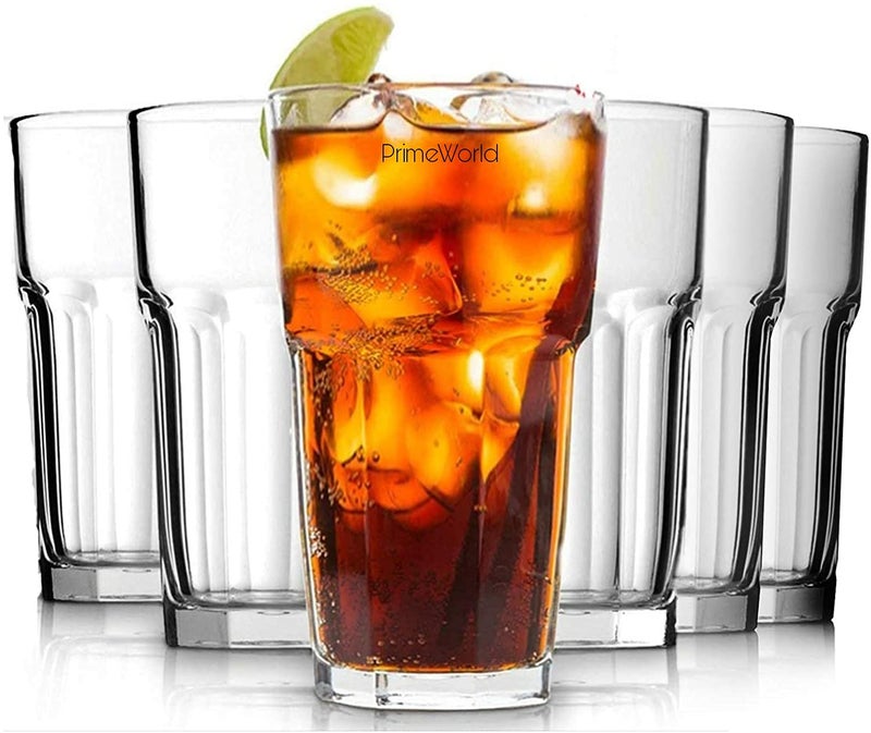 PrimeWorld كؤوس شرب طويلة من كريستال أوروبا خالية من الرصاص (295 مل) - مجموعة من 6 قطع - Image 1