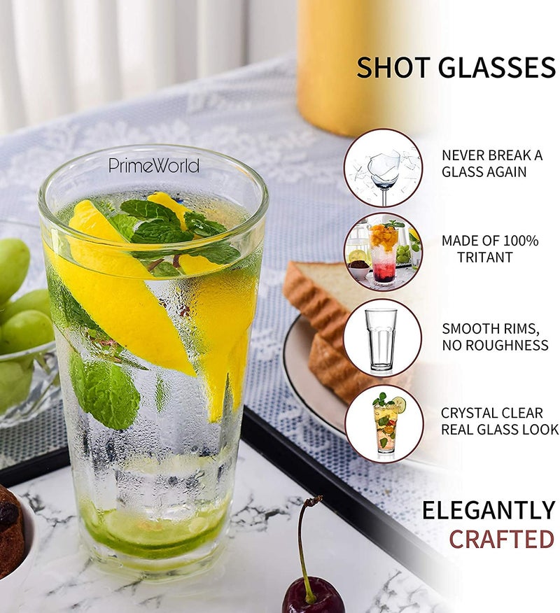 PrimeWorld كؤوس شرب طويلة من كريستال أوروبا خالية من الرصاص (295 مل) - مجموعة من 6 قطع - Image 4