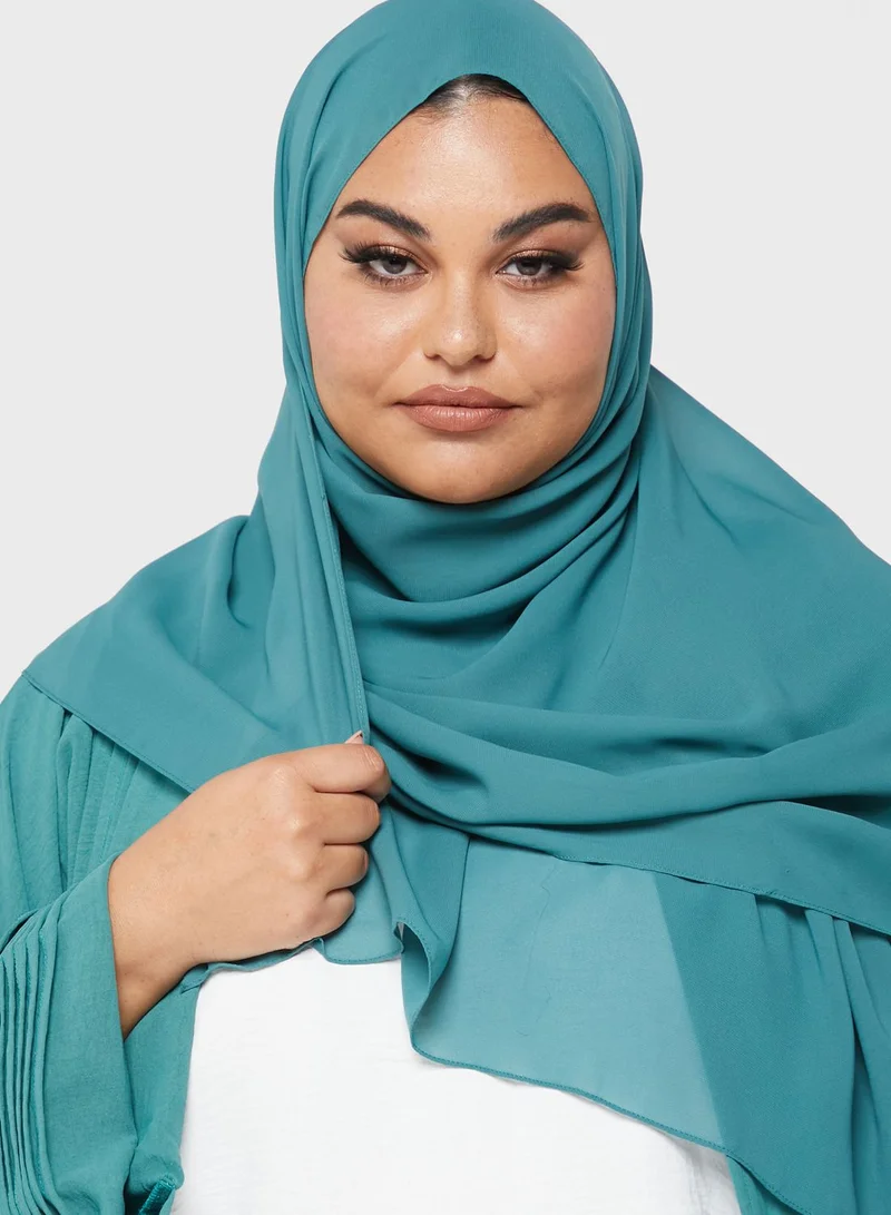 Hayas Closet Curve Pleated Contrast Detail Abaya
