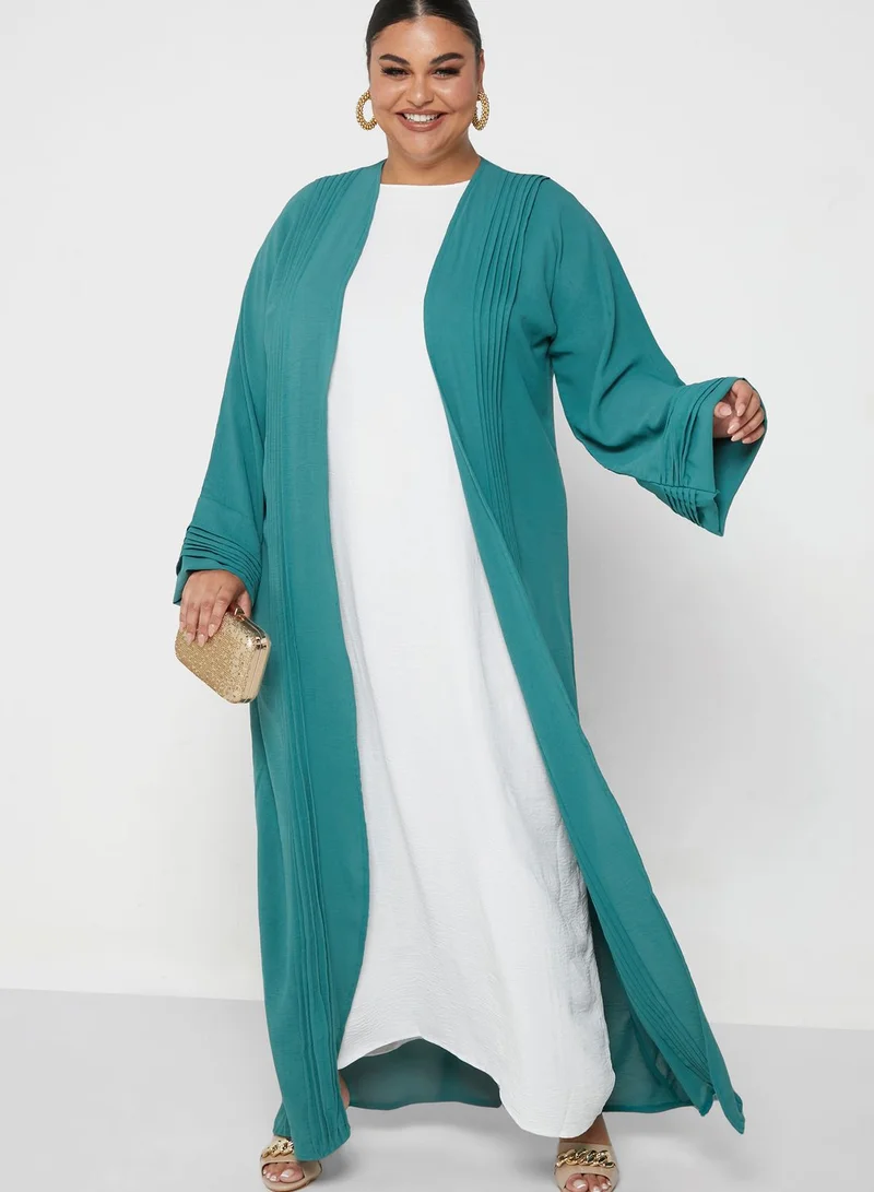 Hayas Closet Curve Pleated Contrast Detail Abaya