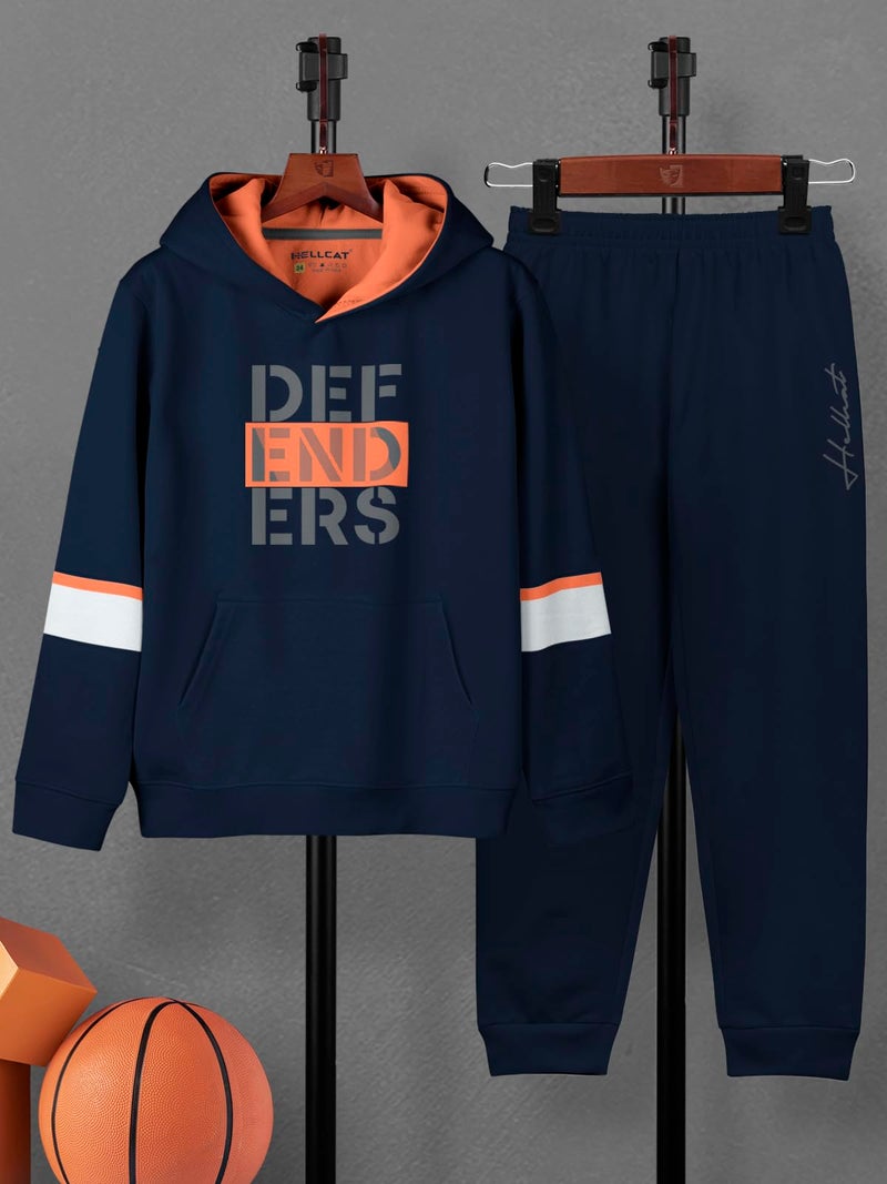 HELLCAT Trendy Printed Cotton Blend Hoodie T-Shirt Jogger Trackpant Clothing Set for Boys - Pack of 1 / Blue / 9-10 Years - Image 2