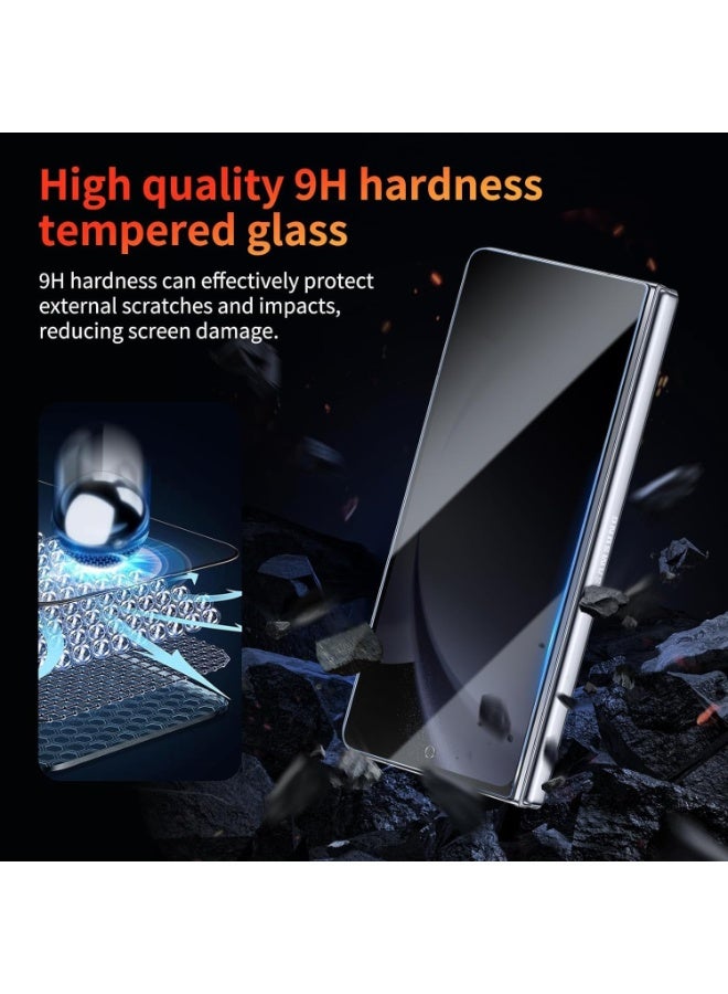 Muzz حماية شاشة لجهاز سامسونج جالكسي زد فولد 7، صلابة 9H، زجاج مقسى منحني 2.5D، مضاد للخدش، خالي من الفقاعات لجهاز زد فولد 7 5G (زجاج خصوصية 3 عبوات) - Image 4