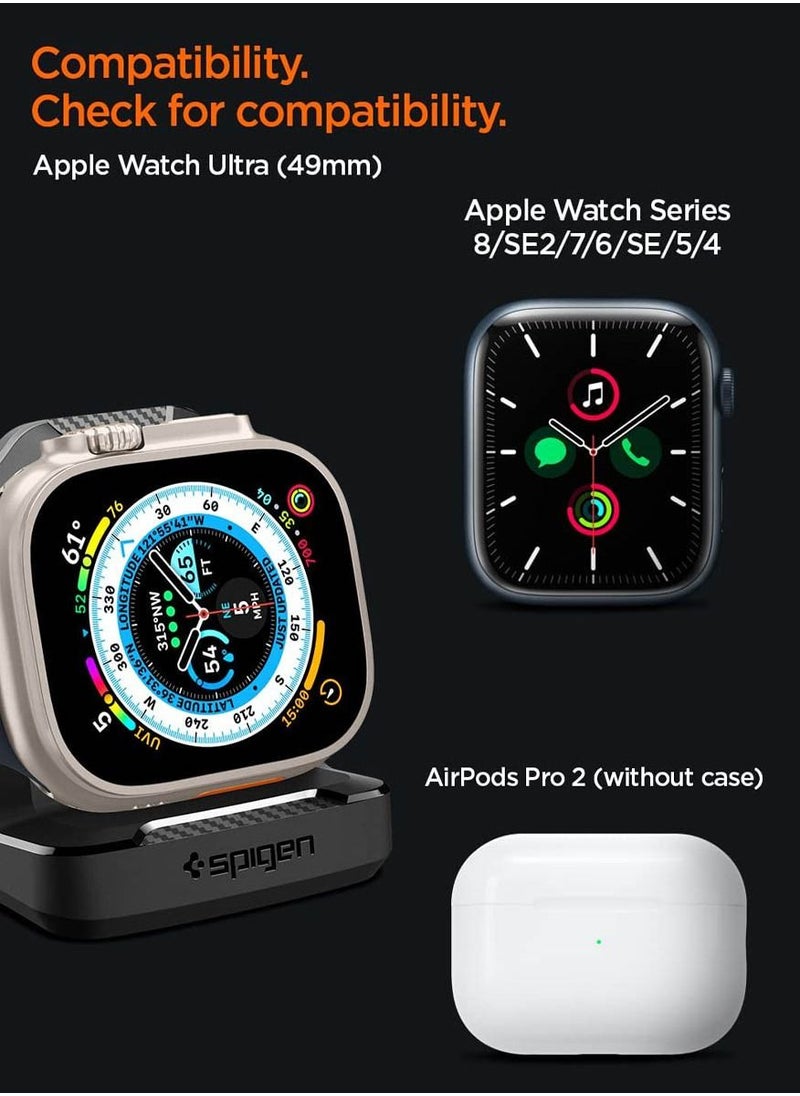 Spigen Rugged Armor Apple Watch Charger Stand for Apple Watch Ultra 2/1, Series 10/9/8/SE2/7/6/SE/5/4 (49mm,46mm,45mm,44mm,42mm,41mm,40mm) Durable TPU with Non-Slip Stable Base - Black  - Image 2