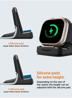 Spigen Rugged Armor Apple Watch Charger Stand for Apple Watch Ultra 2/1, Series 10/9/8/SE2/7/6/SE/5/4 (49mm,46mm,45mm,44mm,42mm,41mm,40mm) Durable TPU with Non-Slip Stable Base - Black  - Image 4