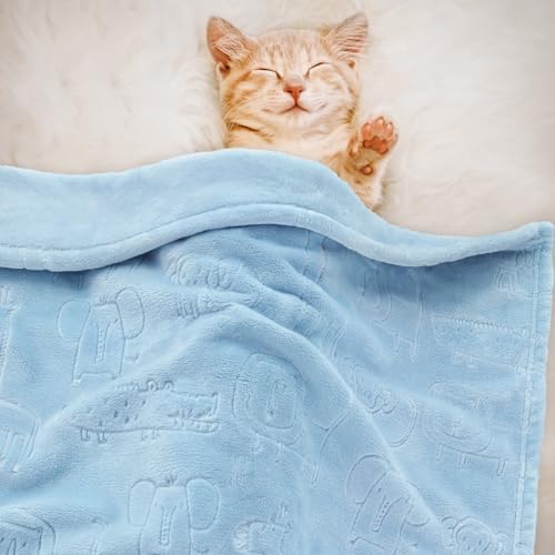 BORITAR Baby Blanket for Boys Girls Ultra Soft Fleece Warm and Lightweight Animal Blankets for Infant Toddler Newborn, 30x40 Inch, Blue - Image 2