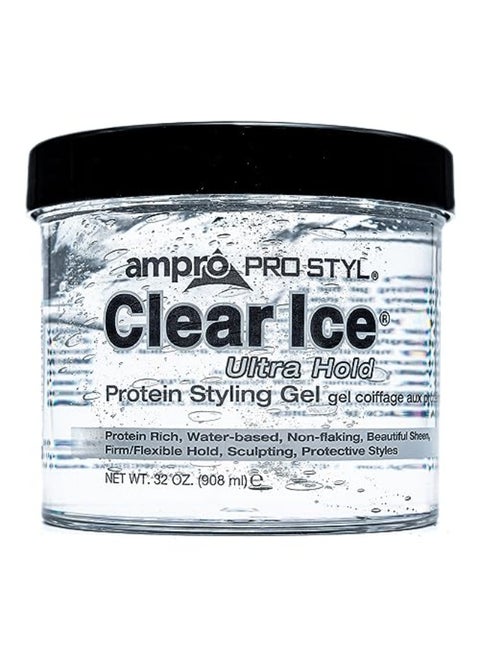 Ampro Pro Styl Clear Ice Styling Gel Protects and Strengthens Your Strands NonFlaking Alcohol Free Vegan Formula Flexible Touchable Hold for All Hair Types 32 oz