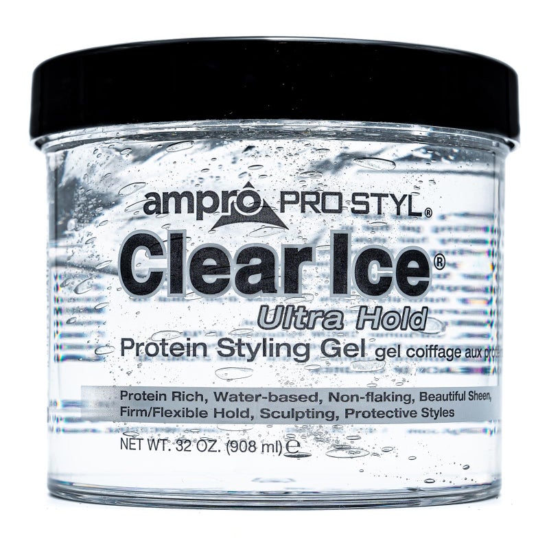 Ampro Pro Styl Clear Ice Styling Gel  Protects and Strengthens Your Strands  NonFlaking Alcohol Free Vegan Formula  Flexible Touchable Hold for All Hair Types  32 oz - Image 1
