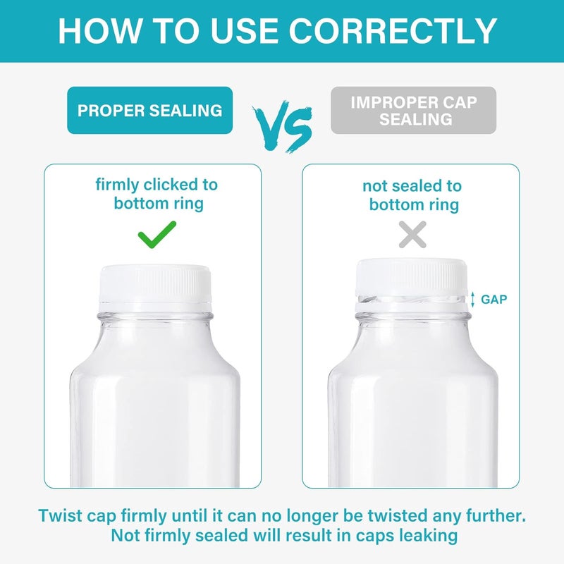 Rozer 50 Pcs White Plastic Bottle Caps 38 mm for Empty Juice Bottles, Tamper Seal Lids Container Lids Bottle Caps for Crafts DIY, 4, 8, 12, 16, and 32 oz Container - Image 4