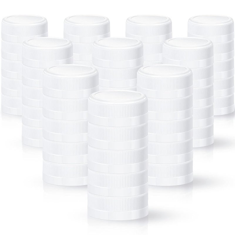 Rozer 50 Pcs White Plastic Bottle Caps 38 mm for Empty Juice Bottles, Tamper Seal Lids Container Lids Bottle Caps for Crafts DIY, 4, 8, 12, 16, and 32 oz Container - Image 1