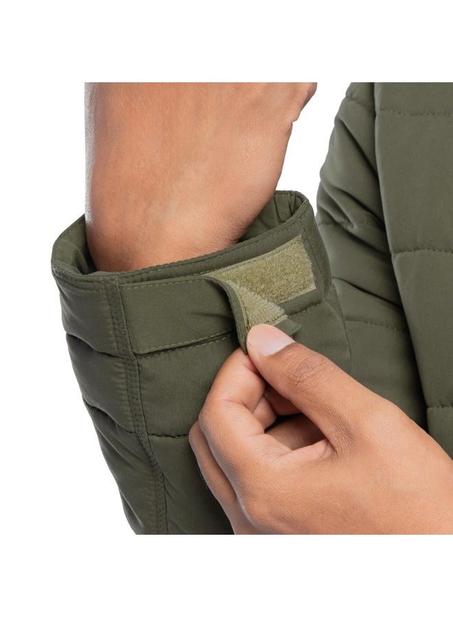 ATG Men's Mock Neck Quilted Jacket, Olive Green, M - Image 3