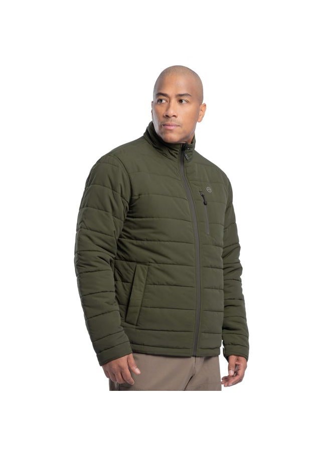 ATG Men's Mock Neck Quilted Jacket, Olive Green, M - Image 5