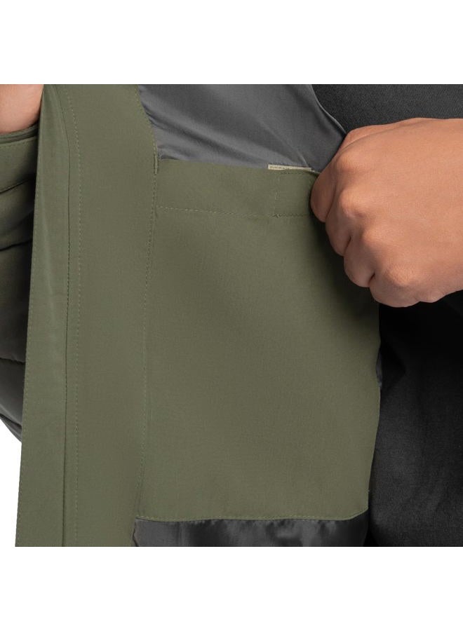 ATG Men's Mock Neck Quilted Jacket, Olive Green, M - Image 4