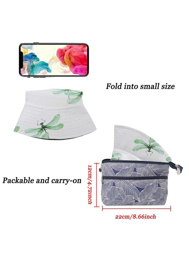 ZLYC Unisex Cute Print Bucket Hat Summer Travel Fisherman Cap for Women Men Teens (Dragonfly White)  - Image 5