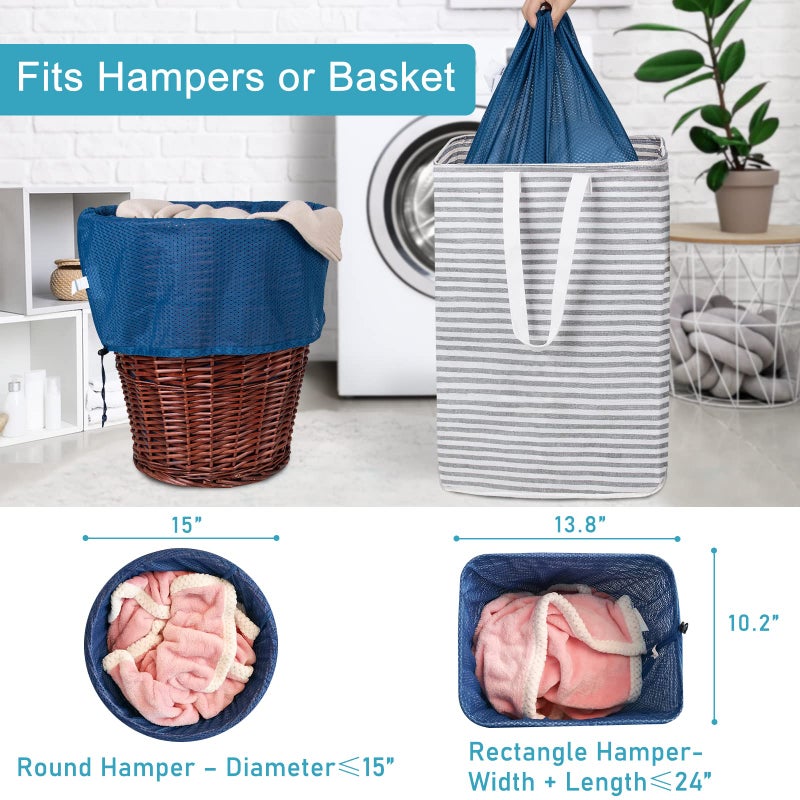 Polecasa Diamond Mesh Laundry Bags  24 X 36 Inches Heavy Duty Mesh Laundry Bag With Id Tag And Drawstring Closure  Large Laundry Hamper Liner  Washable Laundry Bag For Travel  Sports  Dorms (Blue) - Image 4