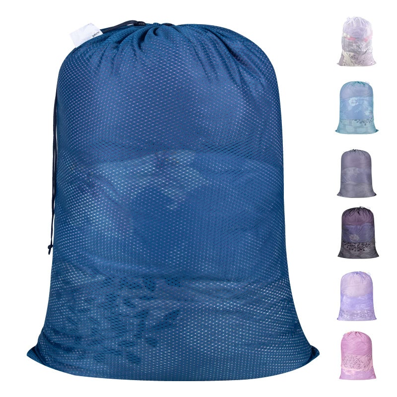 Polecasa Diamond Mesh Laundry Bags  24 X 36 Inches Heavy Duty Mesh Laundry Bag With Id Tag And Drawstring Closure  Large Laundry Hamper Liner  Washable Laundry Bag For Travel  Sports  Dorms (Blue) - Image 1