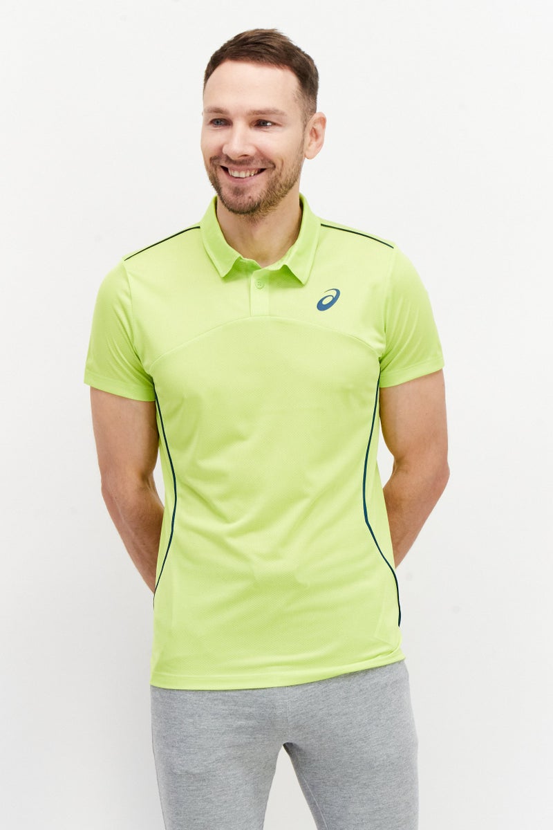 asics Men Sportswear Fit Short Sleeve Training Polo Shirt, Lime - Image 1