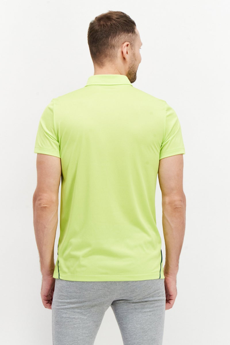 asics Men Sportswear Fit Short Sleeve Training Polo Shirt, Lime - Image 2