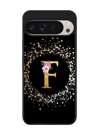 Custom Monogram Floral - F ( Black )