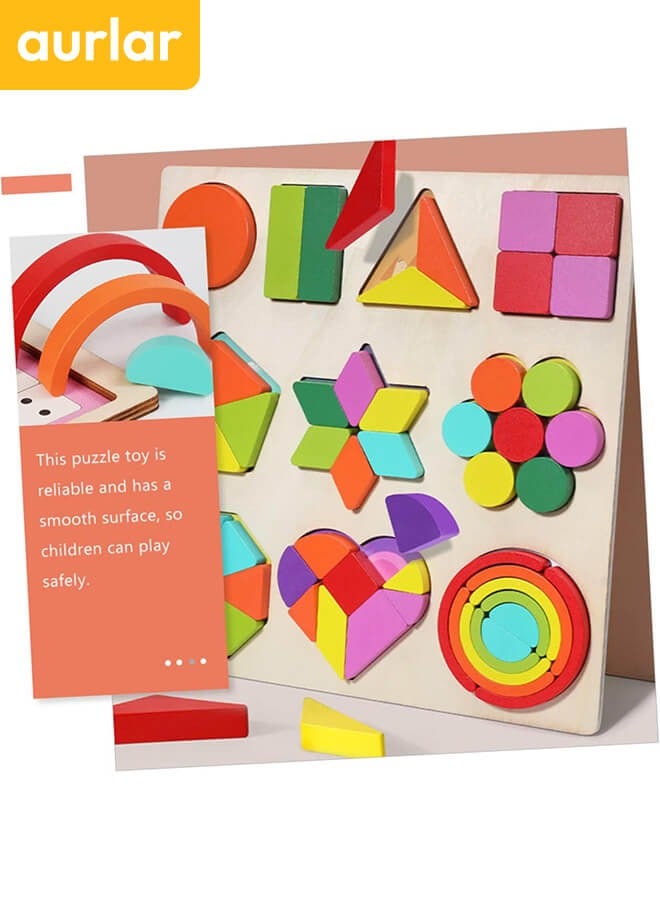 Aurlar 1 Set Early Education Jigsaw Puzzle Geometry Toys Puzzle Toys Interactive Toys Wooden Blocks Teaching Materials Toddler - Image 4
