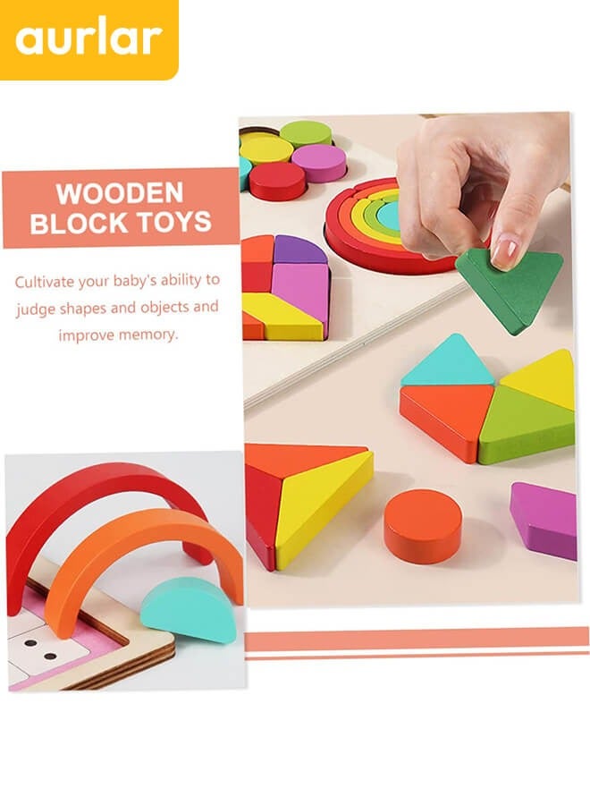 Aurlar 1 Set Early Education Jigsaw Puzzle Geometry Toys Puzzle Toys Interactive Toys Wooden Blocks Teaching Materials Toddler - Image 5