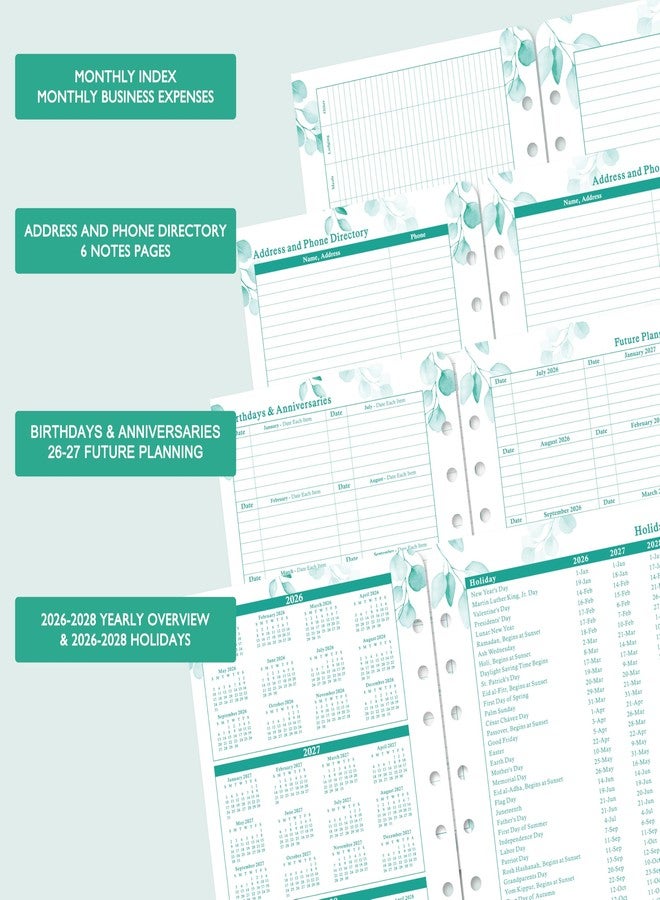 Vondafe 2026-2027 Planner Refills - JUL 2026 - JUN 2027 Planner Refills, Two Pages Per Day, Daily Planner 2026-2027, 5.5" x 8.4" Ring-Bound Organizer, Daily Tracker & Schedule, Coloful Tabs - Image 4