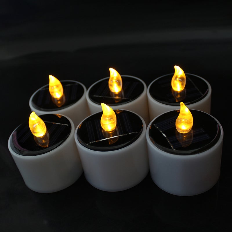 6Pcs Outdoor Solar Candles Realistic and Bright Flameless Tea Lights for Camping Wedding Birthday Home Window Yard Decor - Image 1