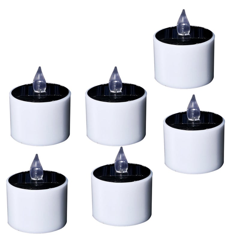 6Pcs Outdoor Solar Candles Realistic and Bright Flameless Tea Lights for Camping Wedding Birthday Home Window Yard Decor - Image 5
