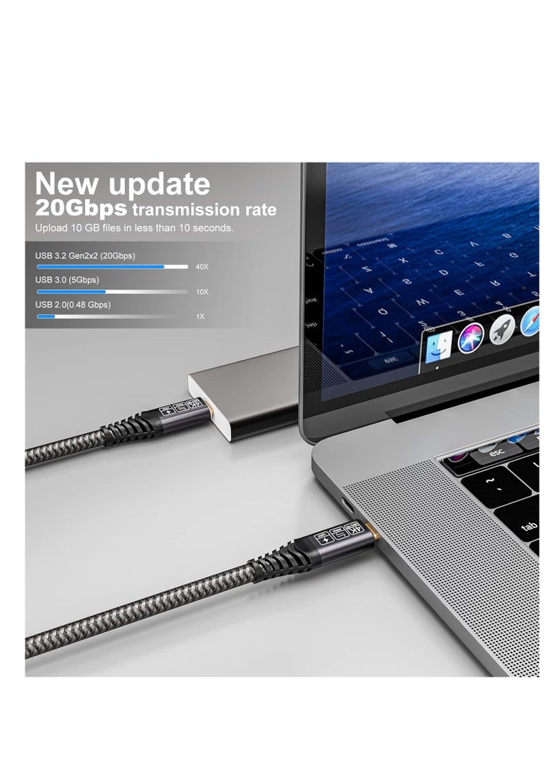 USB C to USB C Cable 10ft, Long USB C 3.2 Gen 2x2 Cable, USB C Monitor Cable 4K, 20Gbps Data Transfer 100W Fast Charging, Compatible with Oculus Quest, MacBook Pro, Acer, Dell, HP, Portable Monitor