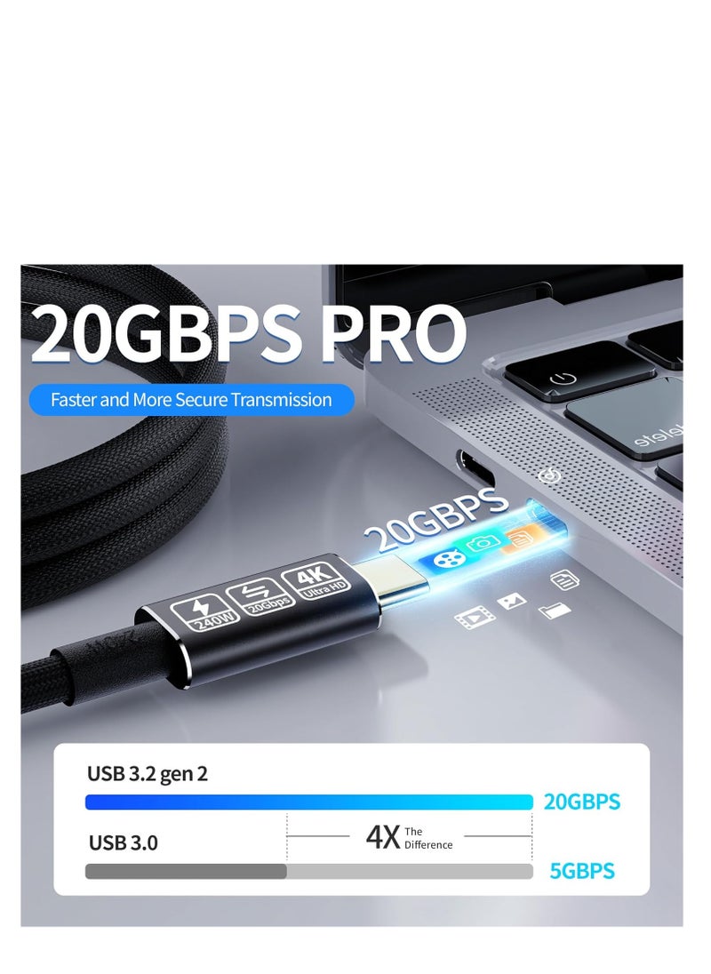 USB C to USB C Cable 10ft, Long USB C 3.2 Gen 2x2 Cable, USB C Monitor Cable 4K, 20Gbps Data Transfer 100W Fast Charging, Compatible with Oculus Quest, MacBook Pro, Acer, Dell, HP, Portable Monitor