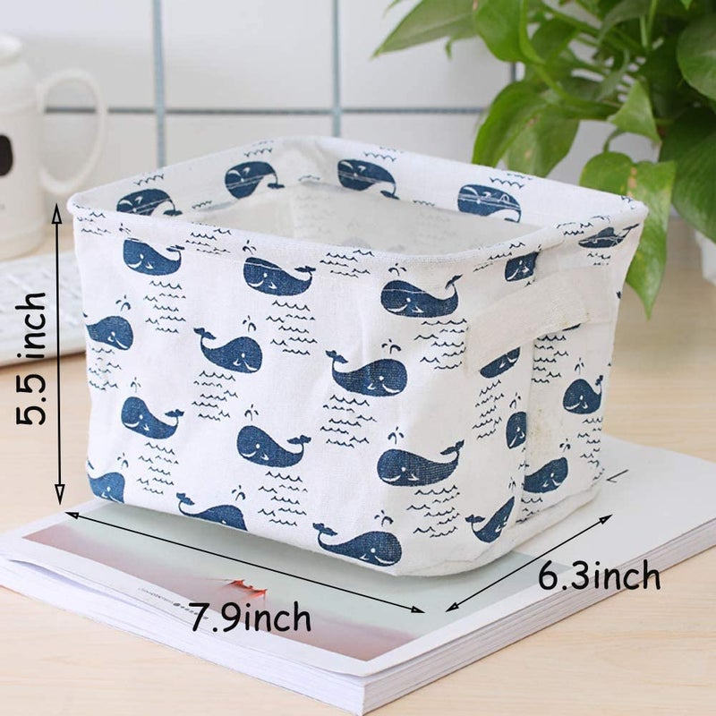 PALAK PALAK Pack of 8 Foldable Multipurpose Storage Box Small Canvas Fabric Organizer Baskets for Organizing Storage Box with Handles Boxes for Wardrobe Multi polyethylene Rectangular Pack of 8 - Image 3