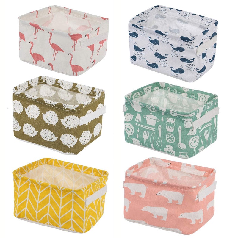 PALAK PALAK Pack of 8 Foldable Multipurpose Storage Box Small Canvas Fabric Organizer Baskets for Organizing Storage Box with Handles Boxes for Wardrobe Multi polyethylene Rectangular Pack of 8 - Image 1
